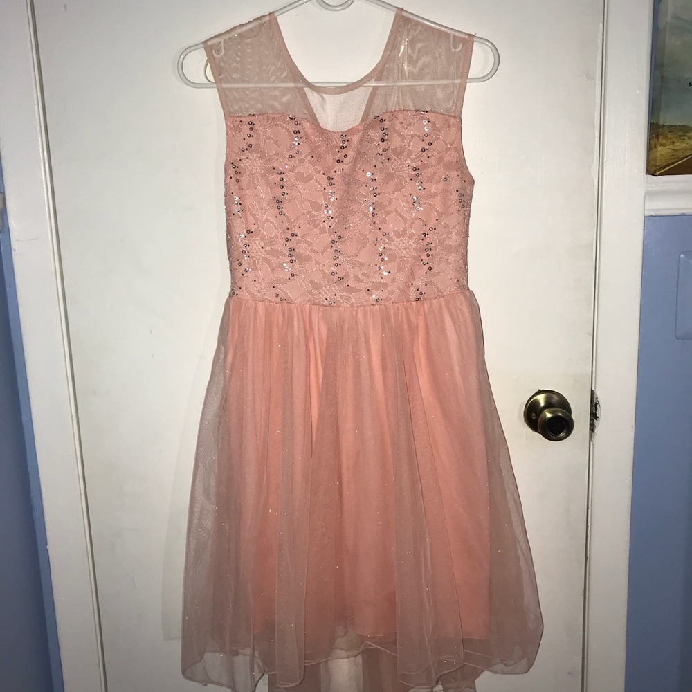 Pink Sequined Dress with Top Mesh